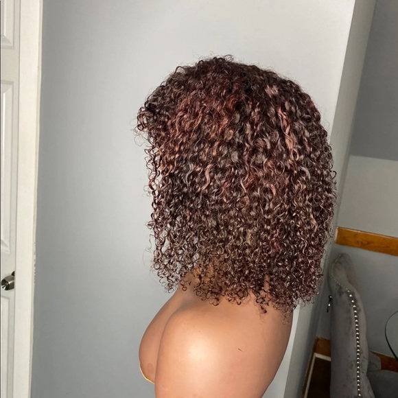Brazilian Curly Afro wig with red highlights main image 5